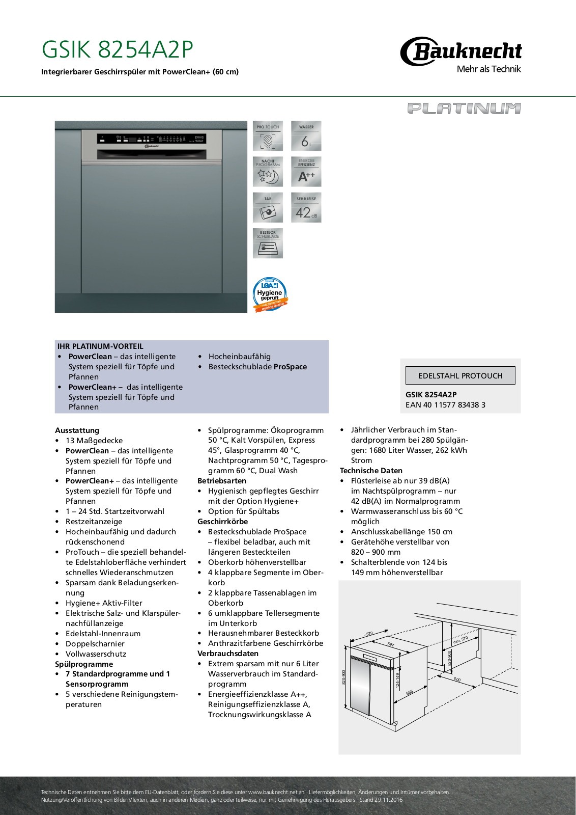 Bauknecht GSIK 8254A2P User Manual