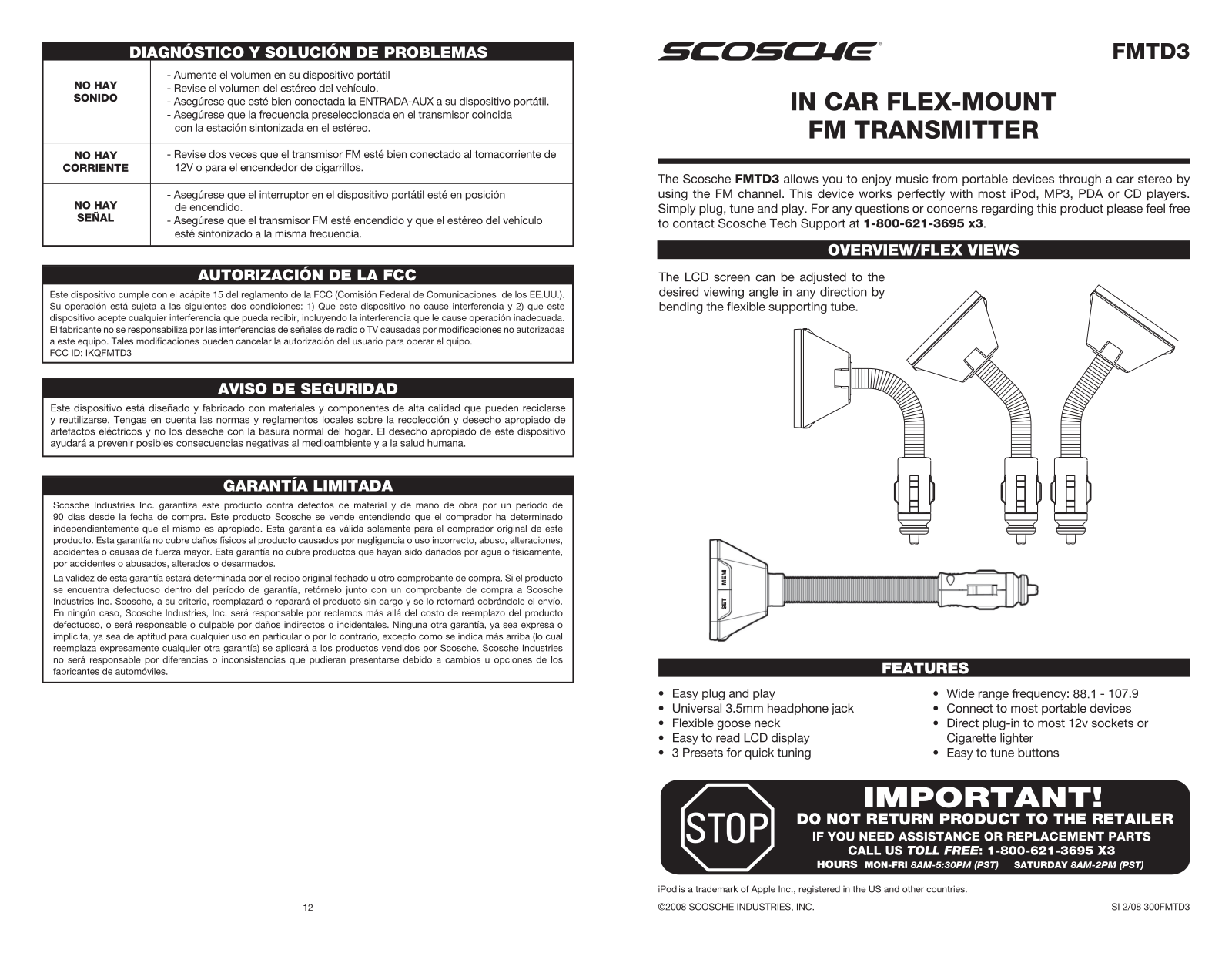 Scosche FMTD3 User Manual