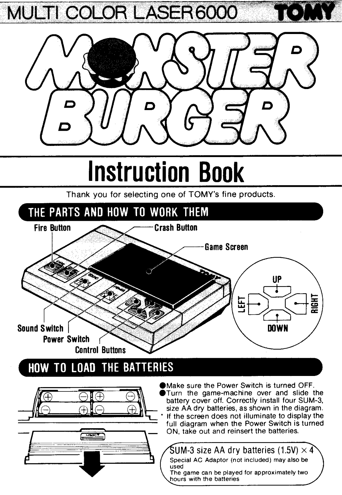 Tomy Monster Burger User Guide