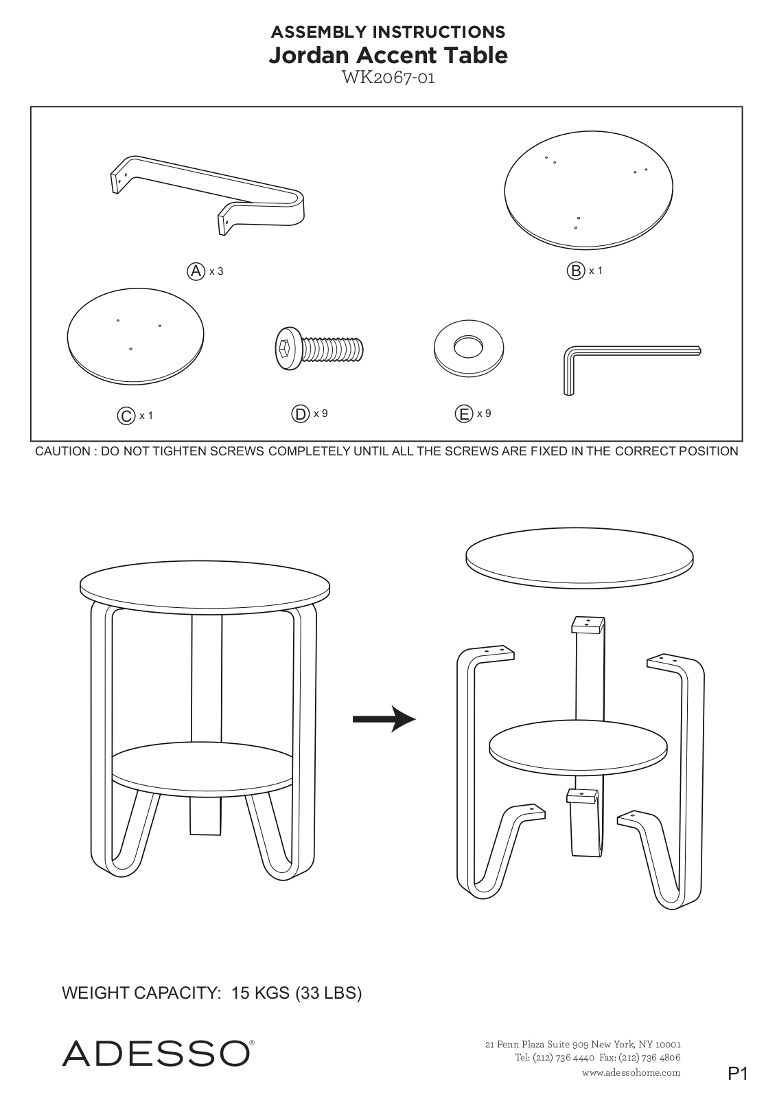 Adesso WK206701 Assembly Guide