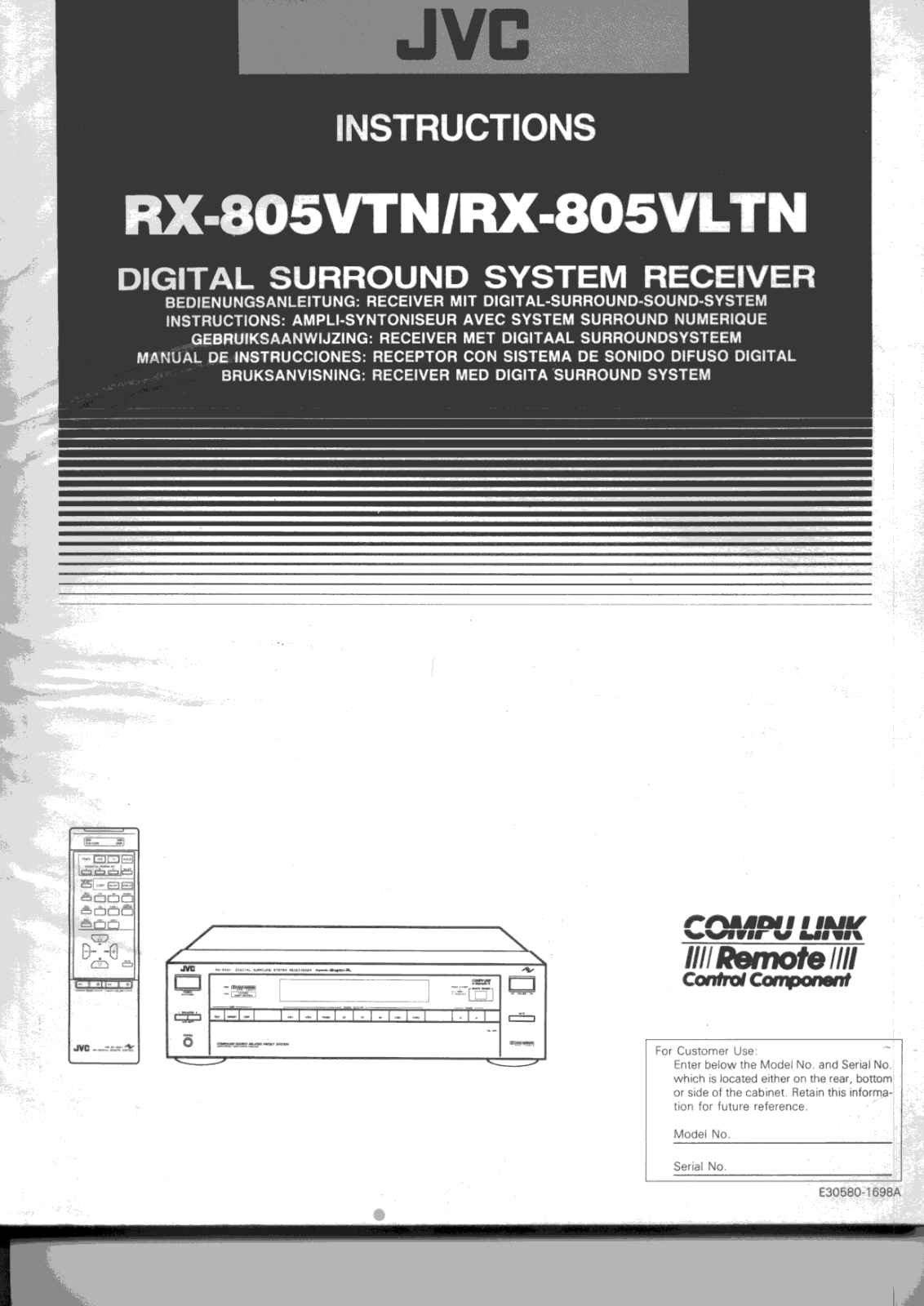 JVC RX-805-VLTN Owners manual