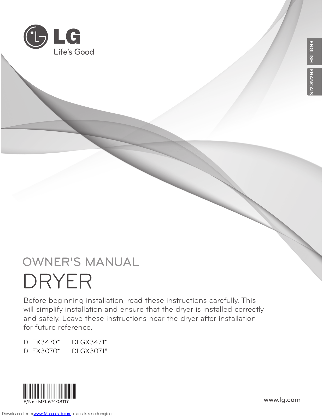 LG DLEX3470 Series, DLEX3070 Series, DLGX3471 Series, DLGX3071 Series Owner's Manual