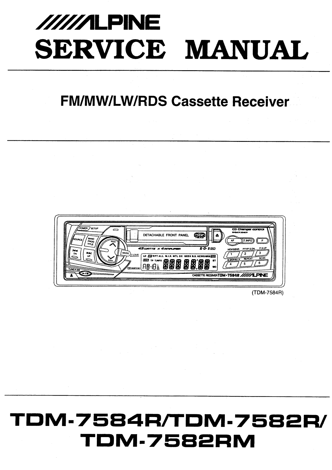 Alpine TDM-7582-R, TDM-7582-RM, TDM-7584-R Service manual