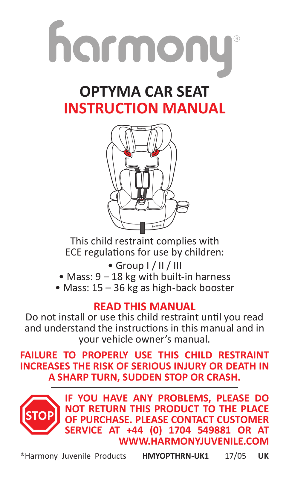 Harmony Optyma Harnessed, Merydian Instruction Manual