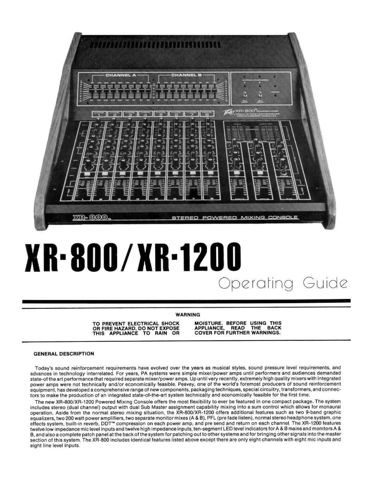 Peavey XR 800, xr1200 User Manual