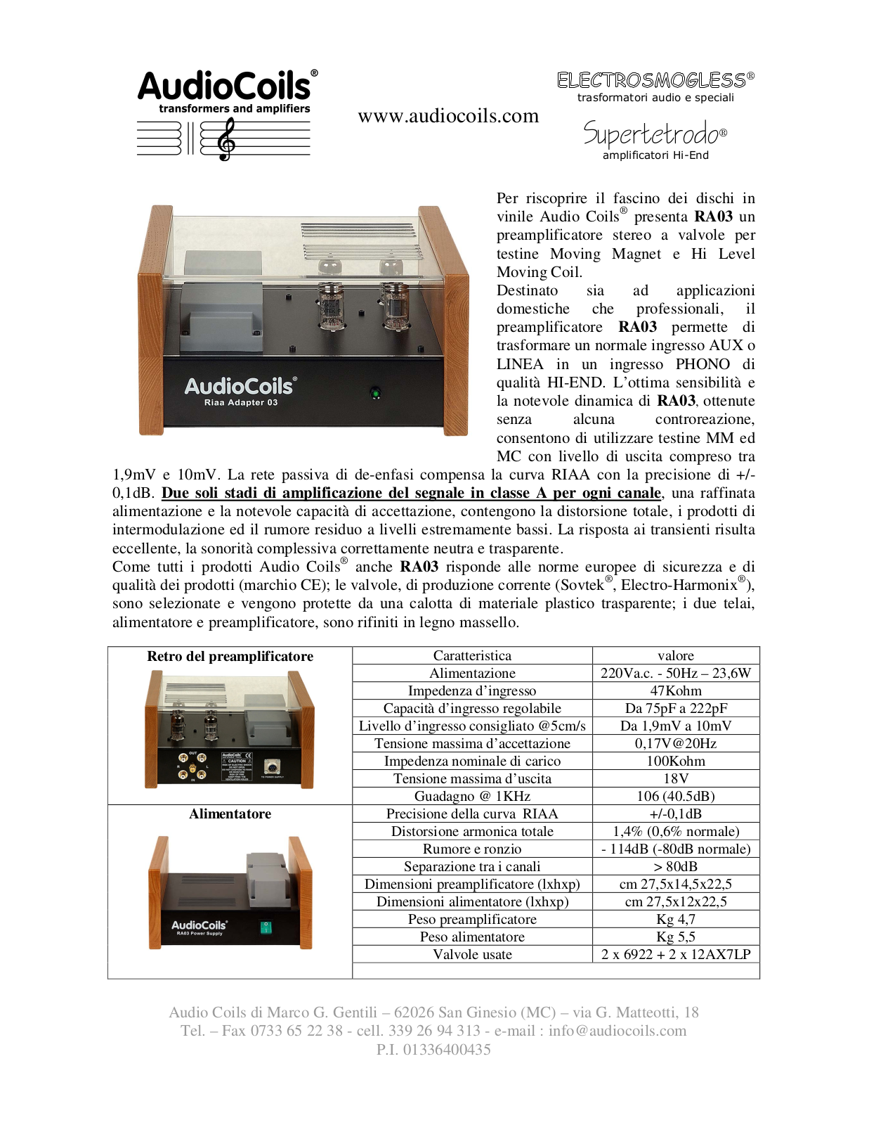 AudioCoils RA-03 Brochure