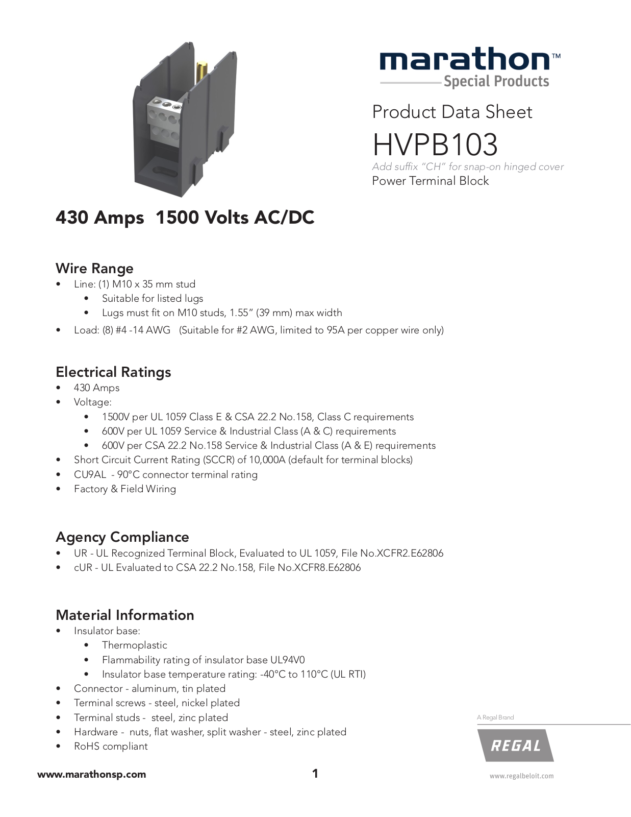 Marathon Special Products HVPB103 Data Sheet