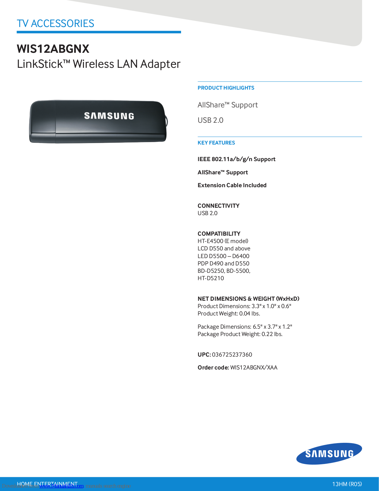 Samsung LinkStick WIS12ABGNX Product Highlights