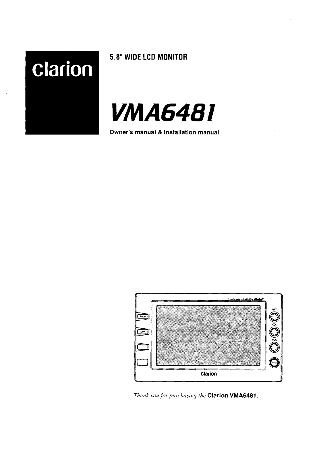 Clarion VMA6481 User Manual