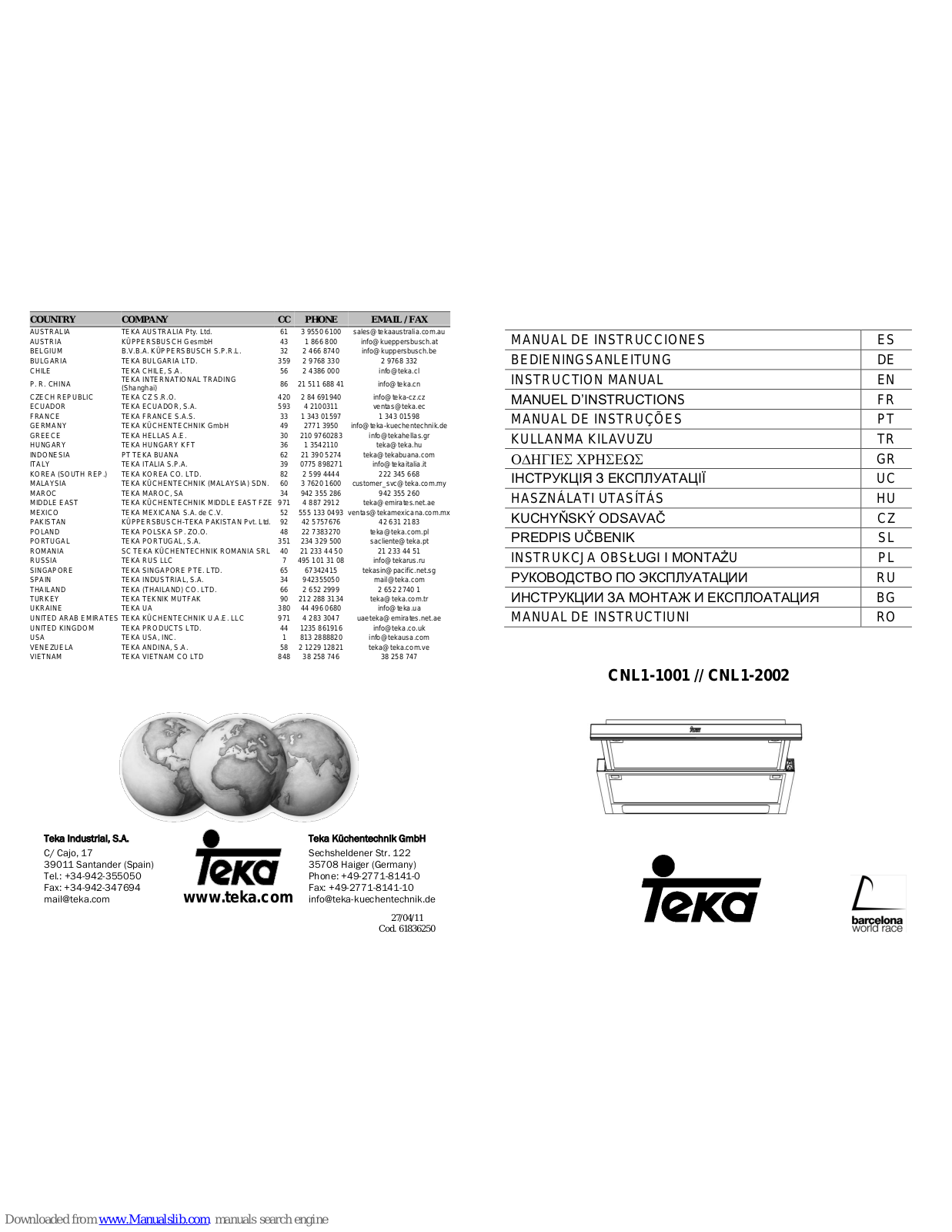 Teka CNL1-1001, CNL1-2002 Instruction Manual