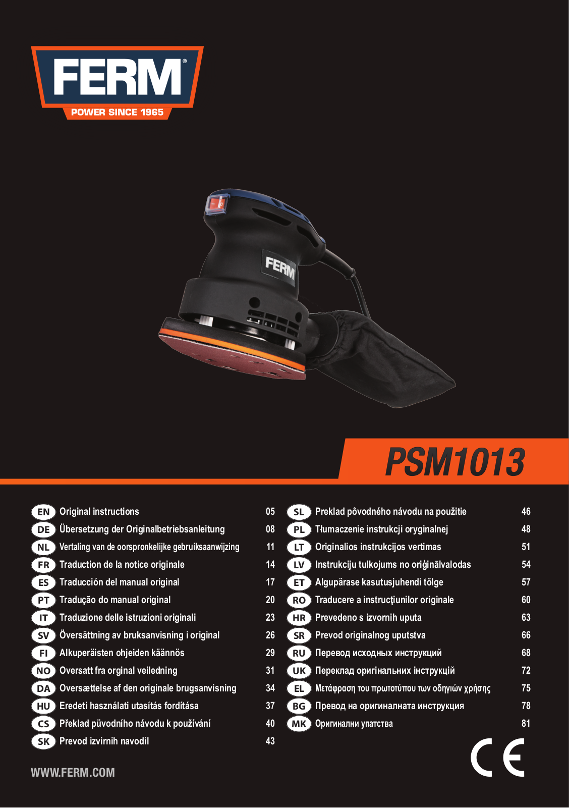 Ferm PSM1013 operation manual