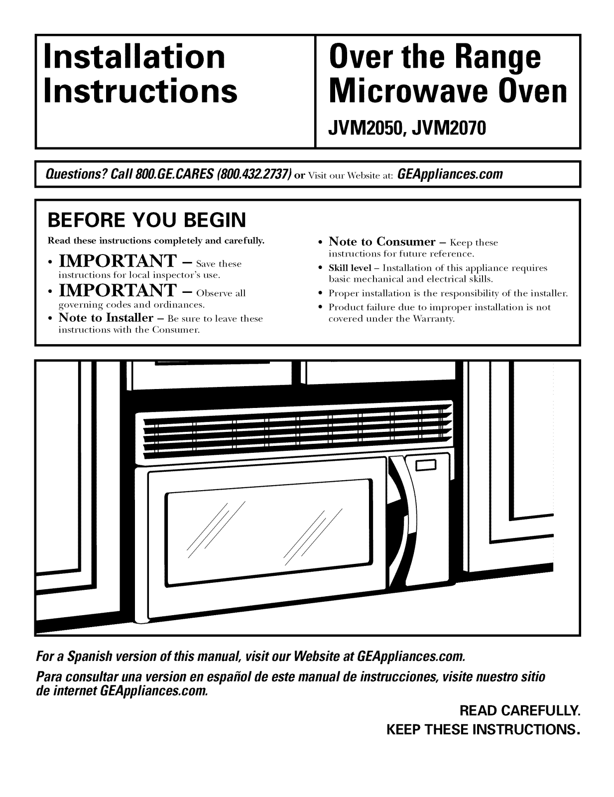 GE JVM2050BH01, JVM2050BH03, JVM2050CH01, JVM2050CH03, JVM2050SJ02 Installation Guide - ManualMachine.com