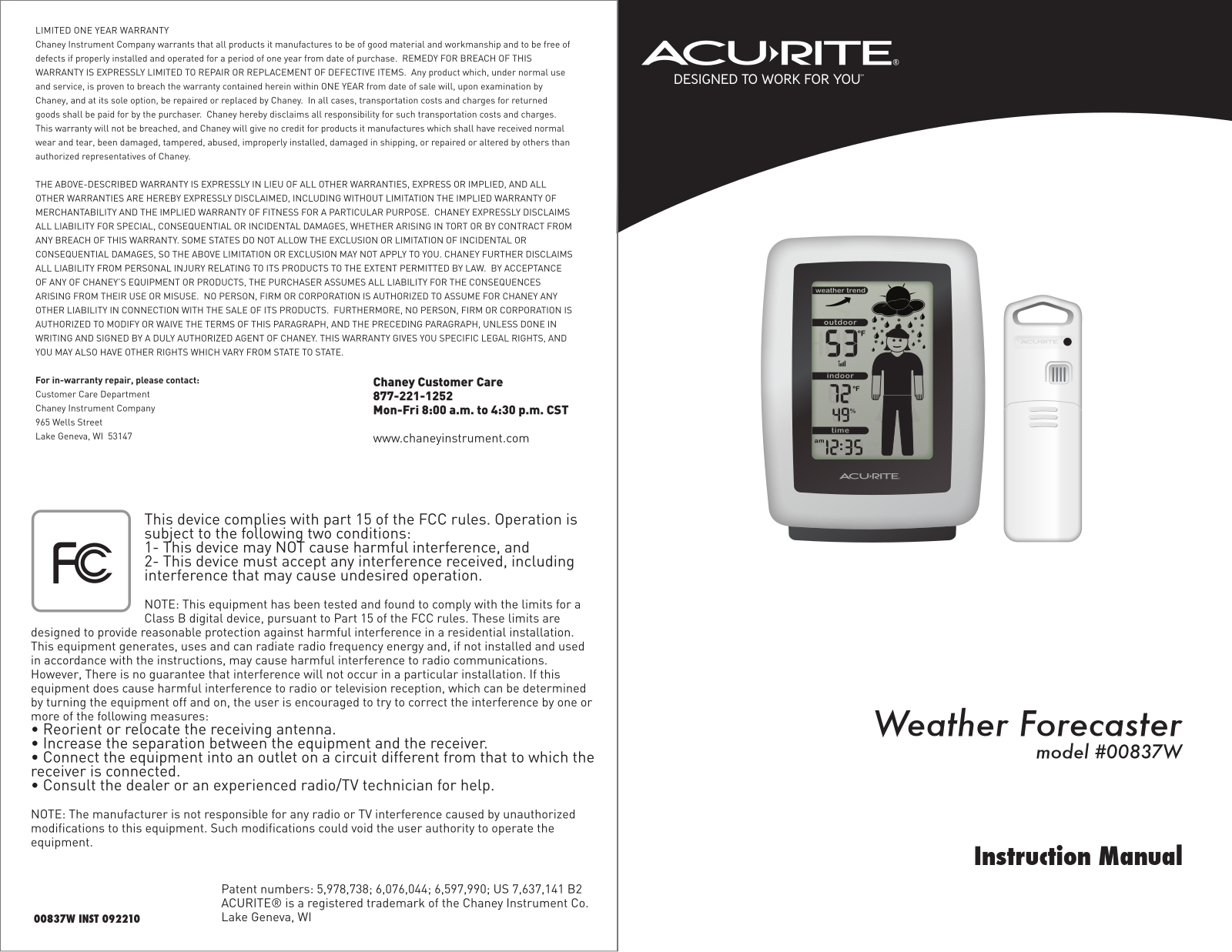 Acu-Rite 00837W User Manual