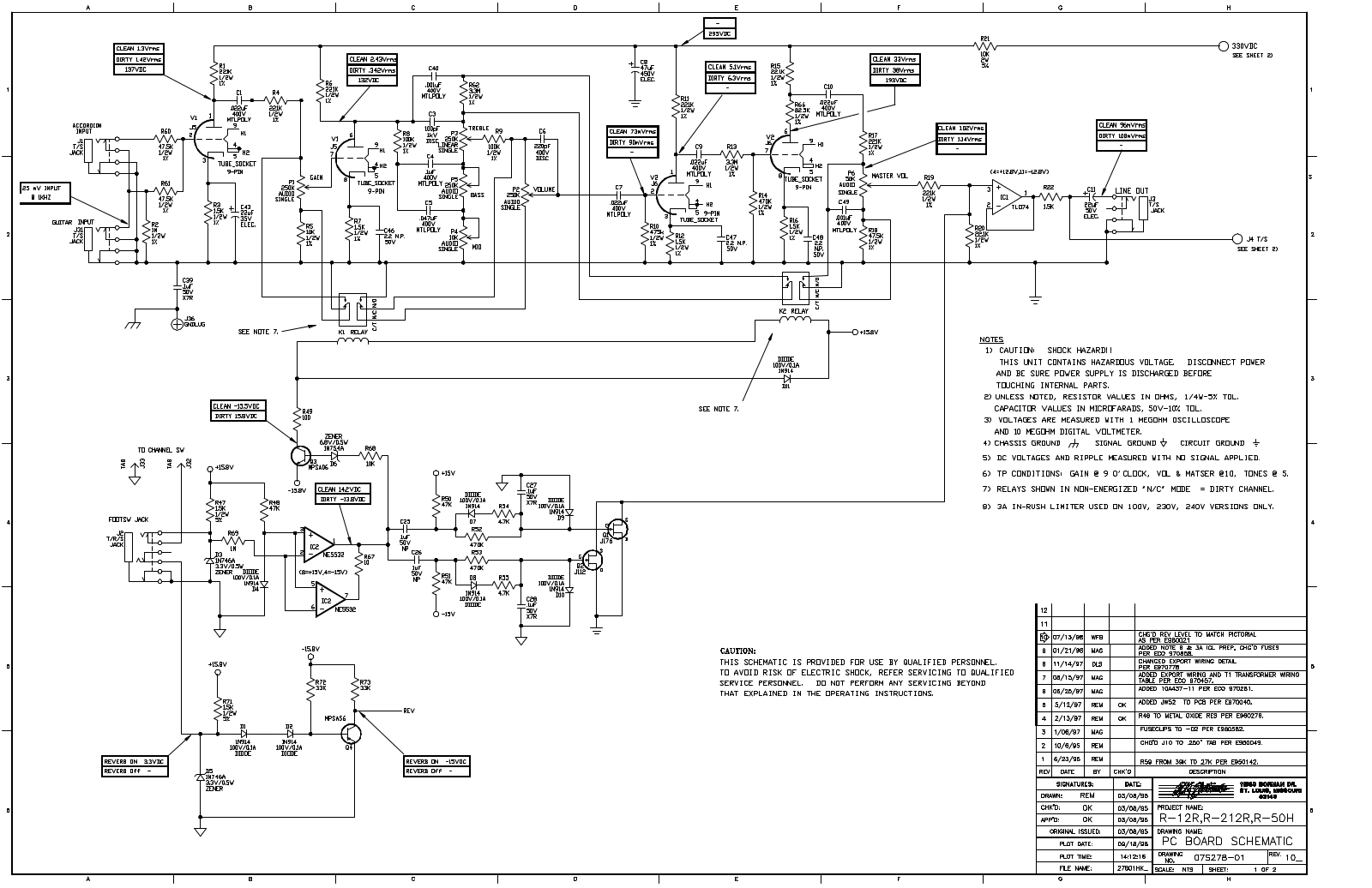 Ampeg R-12R, R-212R, R-50H Schematic