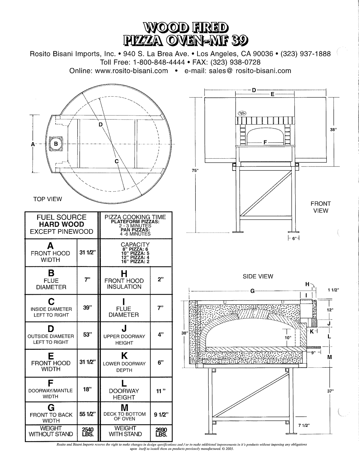 Rosito Basani MF 39 User Manual