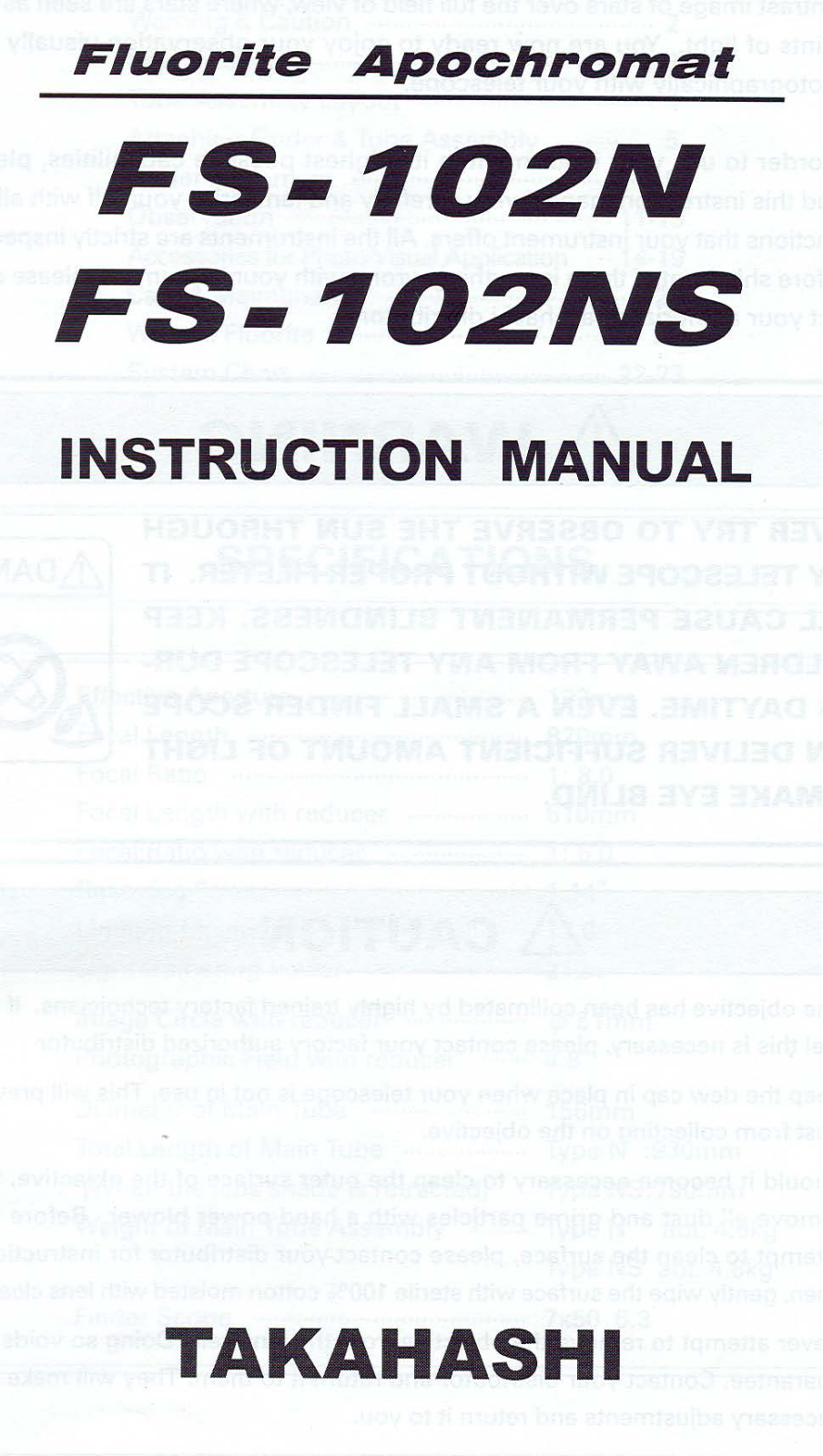 Takahashi FS-102NS, FS-102N User Manual