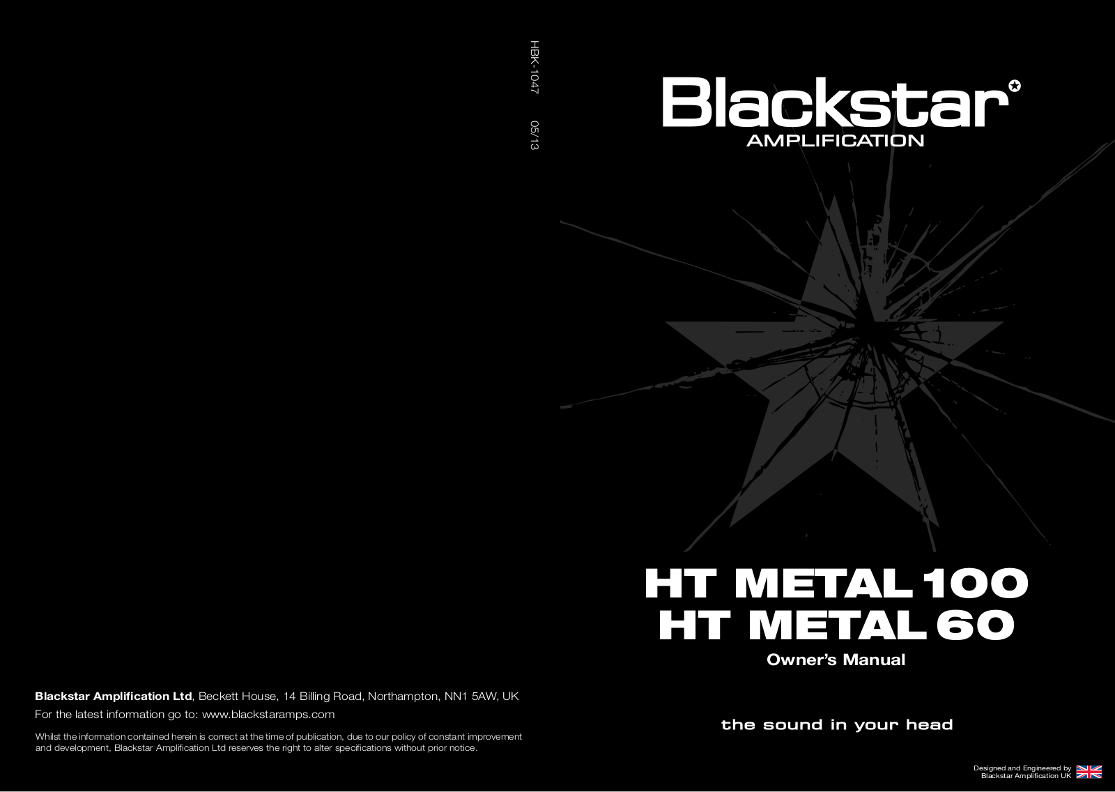 Blackstar HT Metal 100, HT Metal 60 Owner's Manual