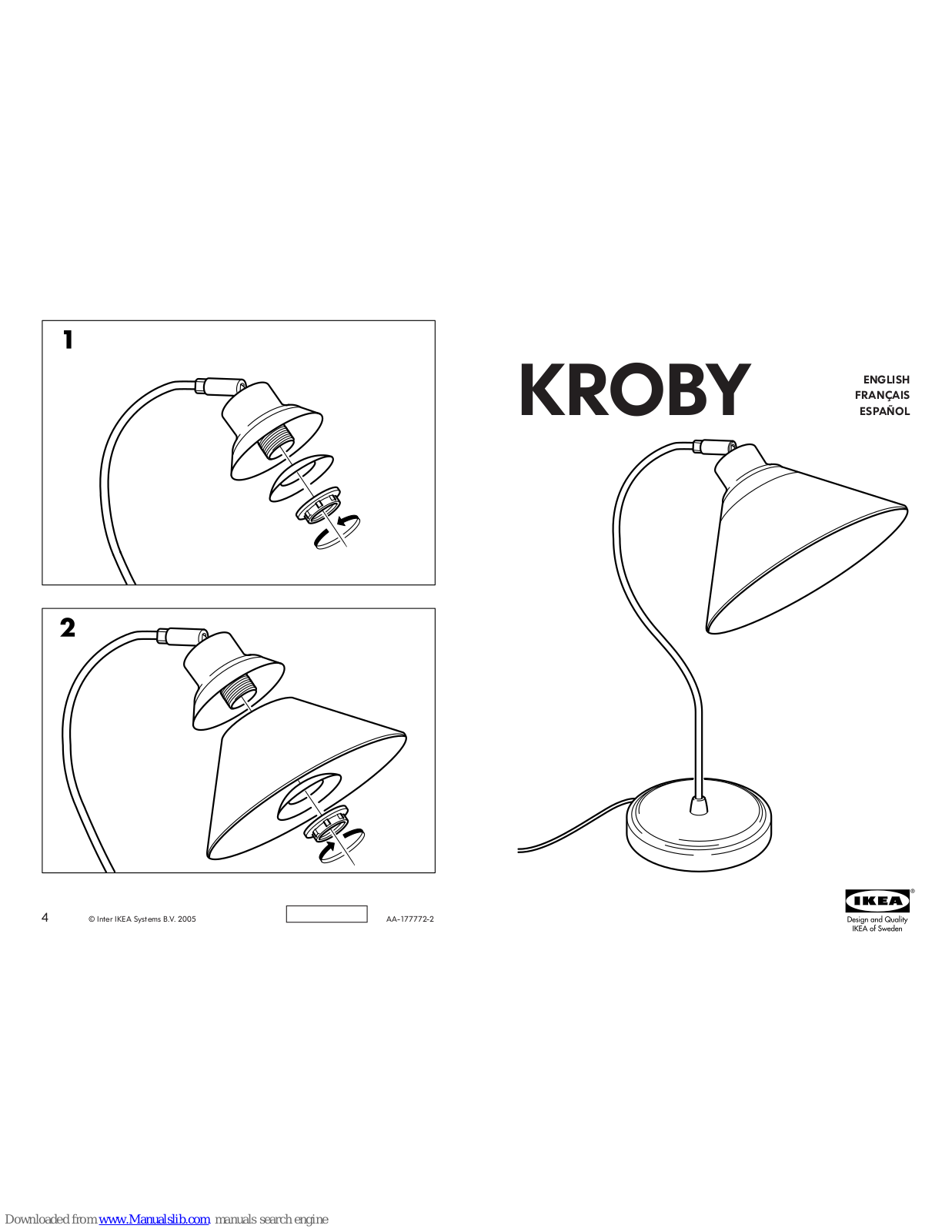 IKEA KROBY AA-177772-2, KROBY Assembly Instructions Manual