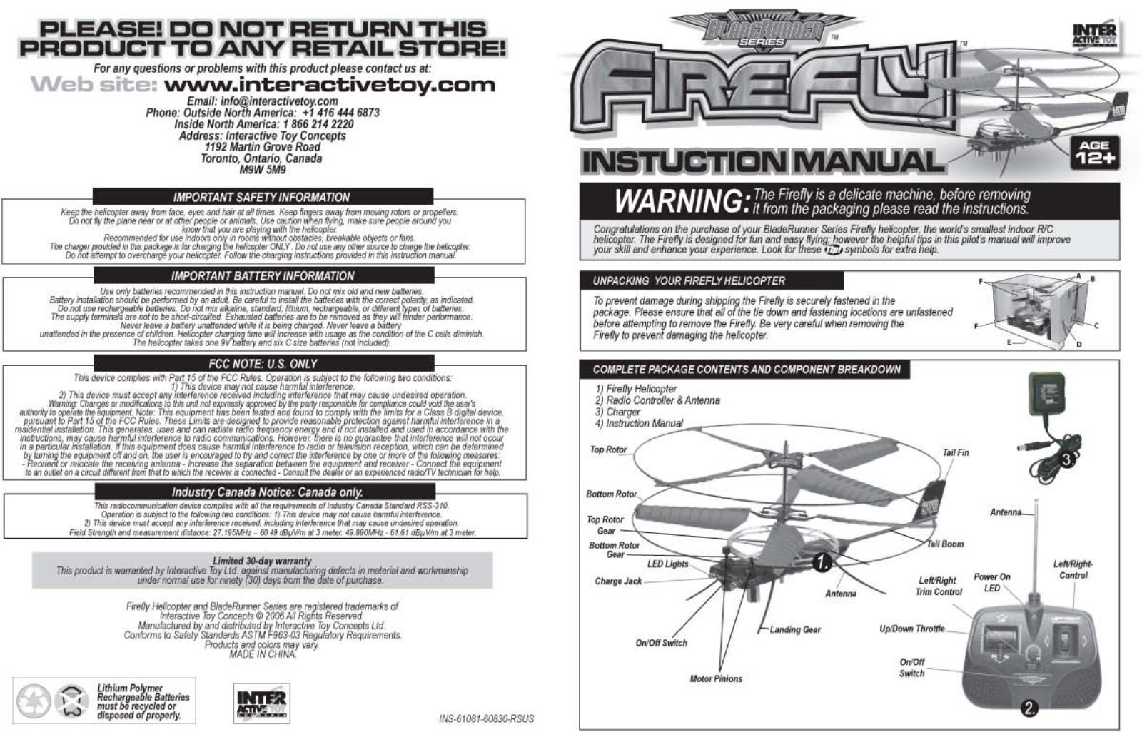 FIREFLY BladeRunner INSTRUCTIONS Manual