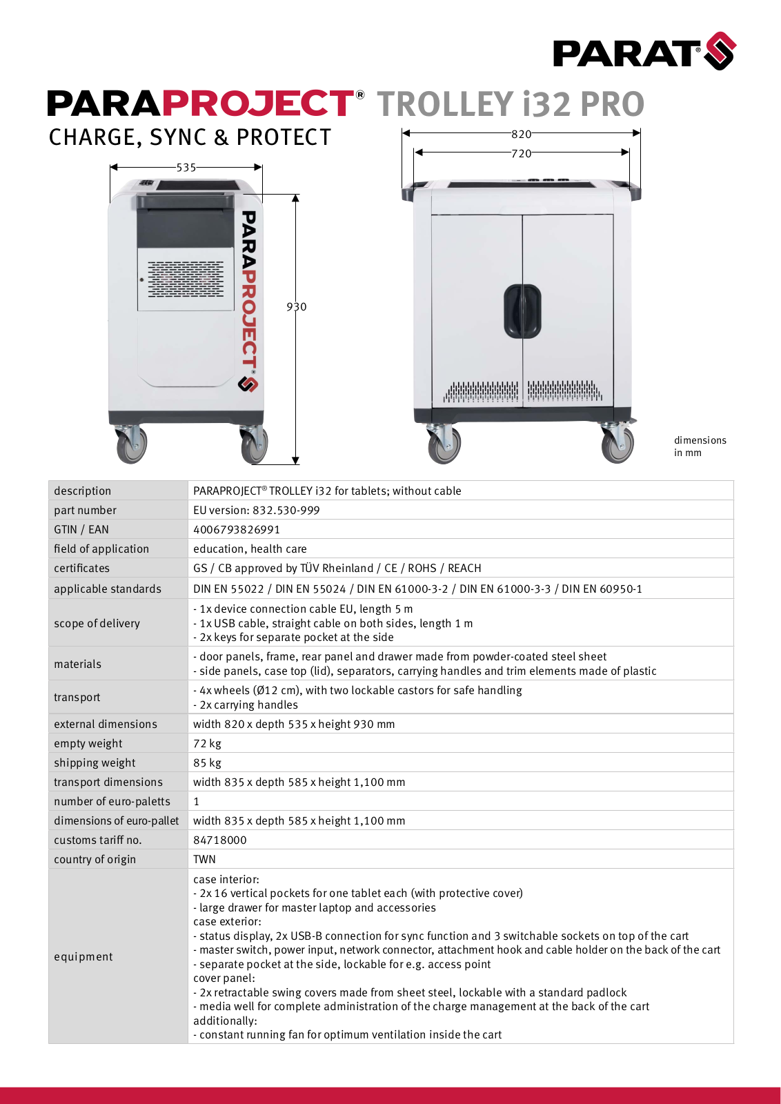 Parat Paraproject Trolley i32 Pro User Manual