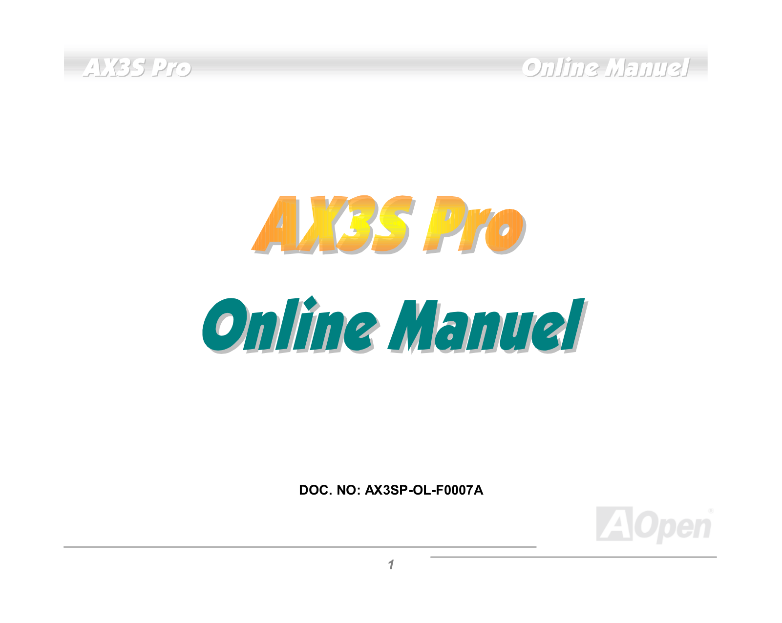 Aopen AX3SPRO User Manual