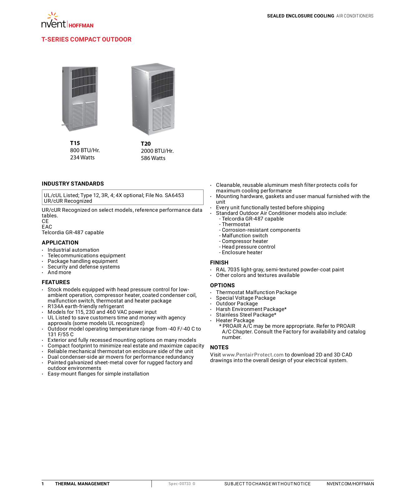 Nvent/Hoffman T15, T20 User Manual