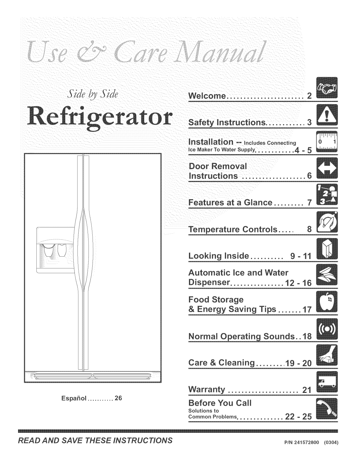 Frigidaire PLHS269ZDB0, FRS26DR7DS0 Owner’s Manual - ManualMachine.com
