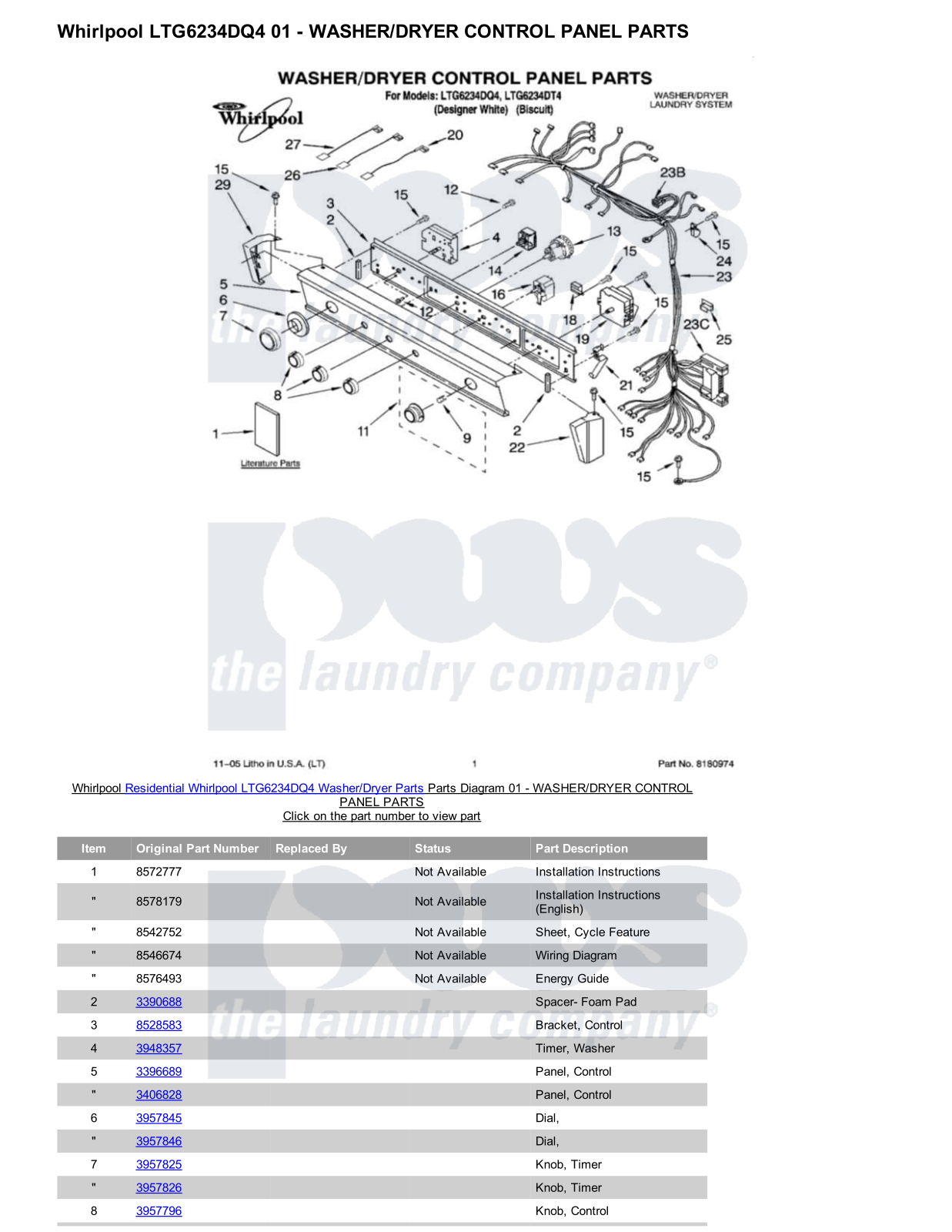 Whirlpool LTG6234DQ4/Dryer Parts Diagram