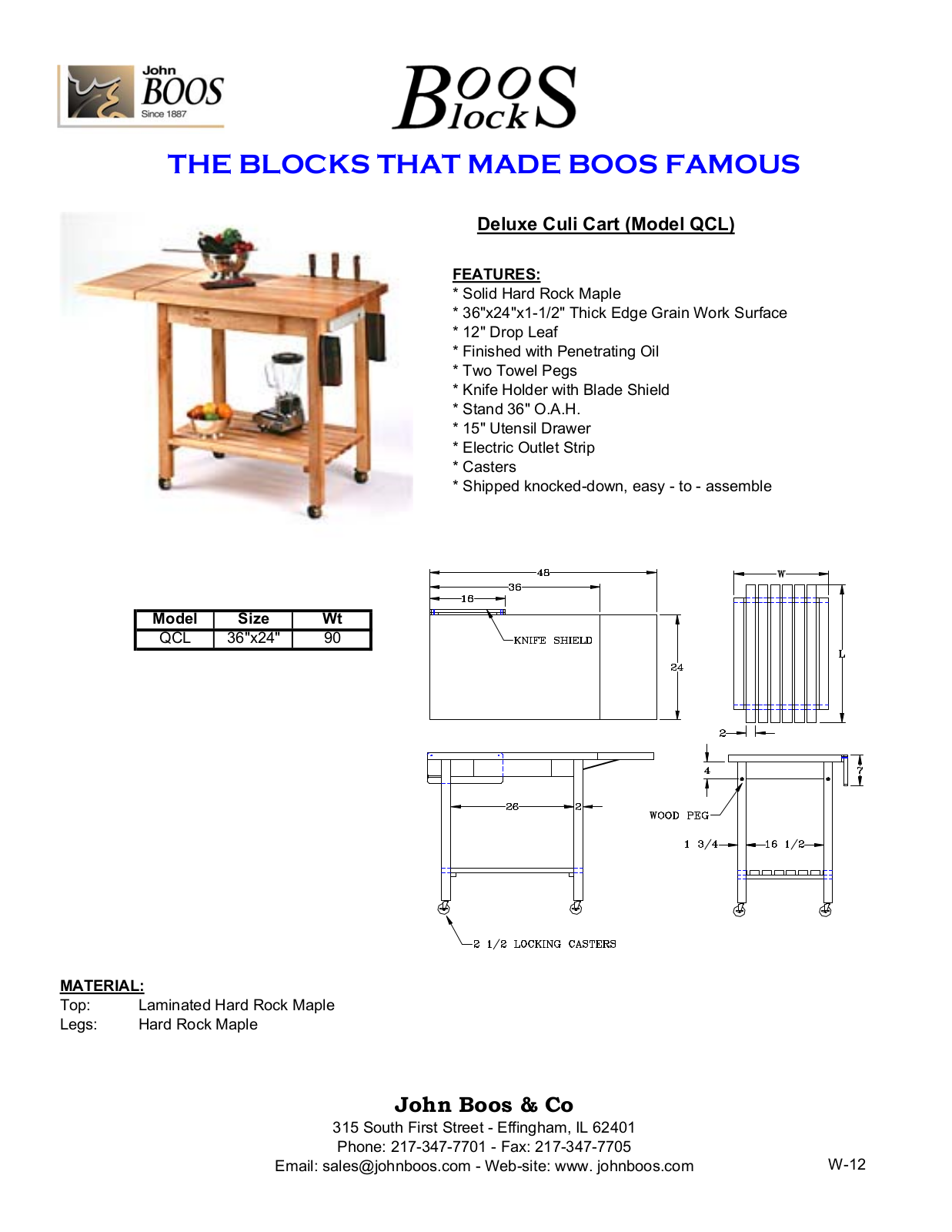 John Boos QCL User Manual