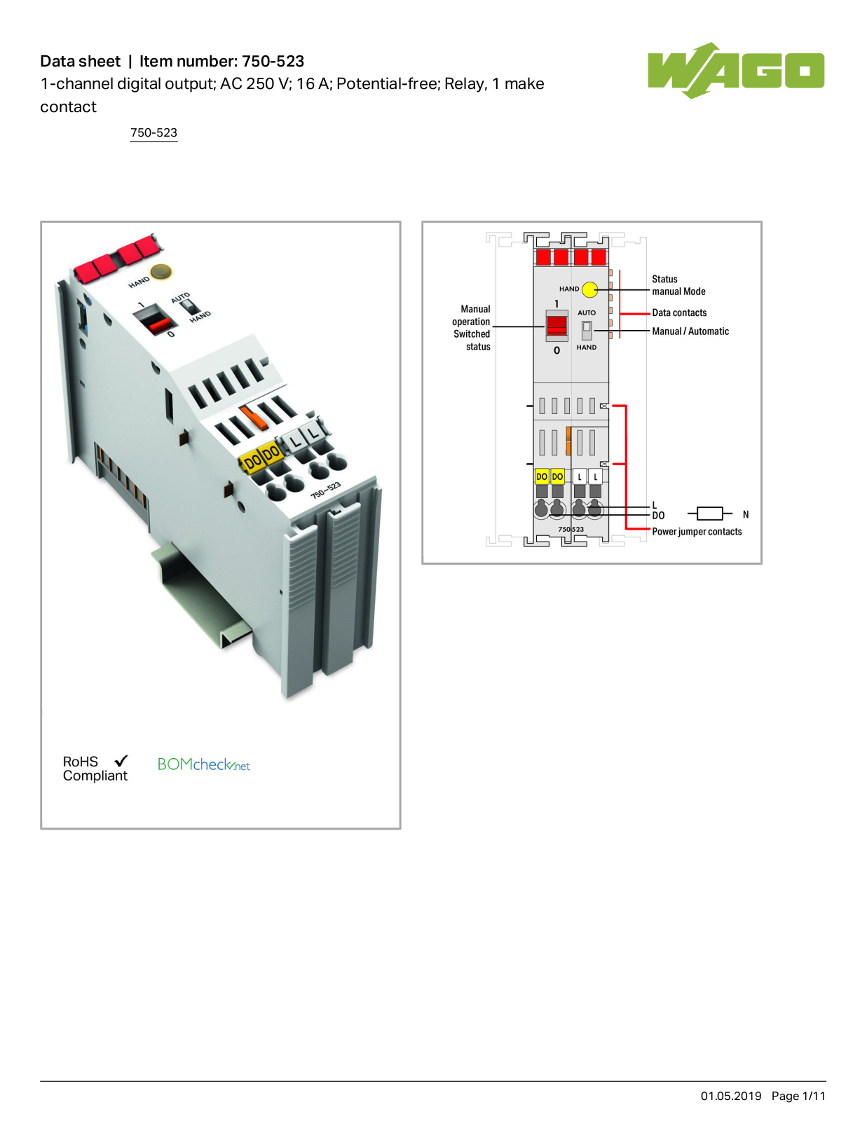 Wago 750-523 Data Sheet