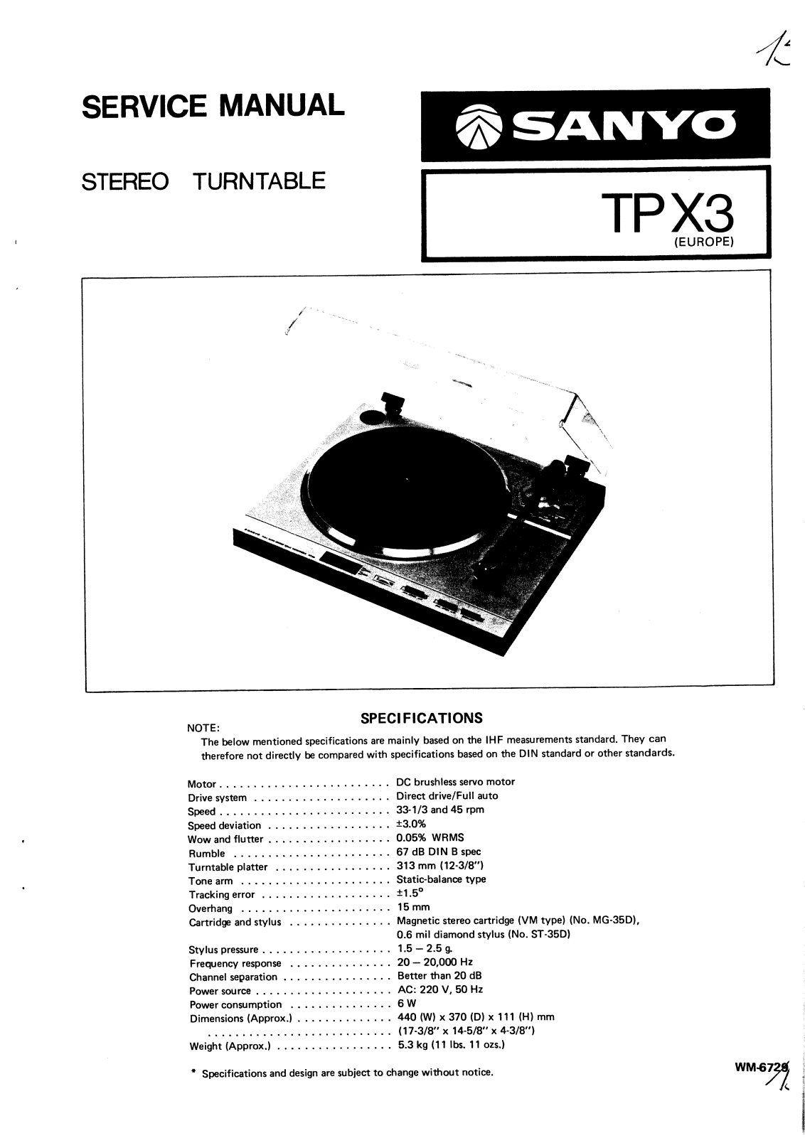 Sanyo TPX3 Schematic