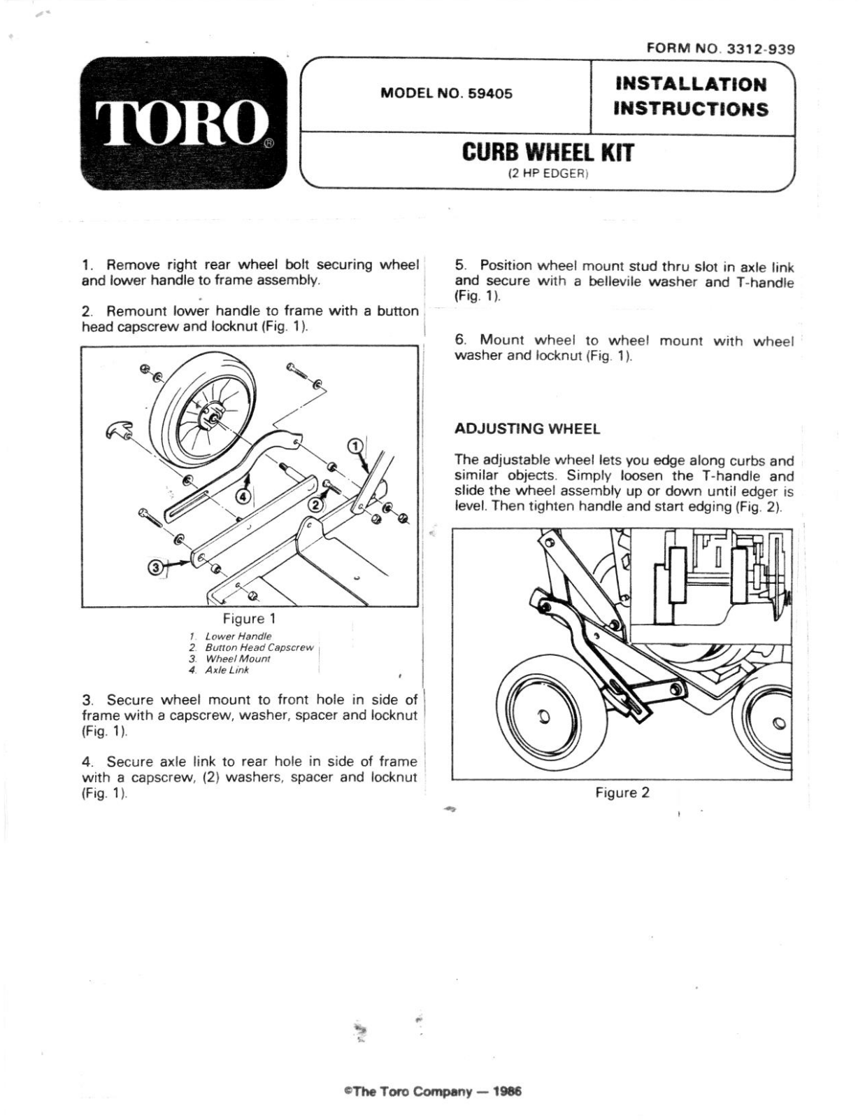 Toro 59405 Installation Instructions