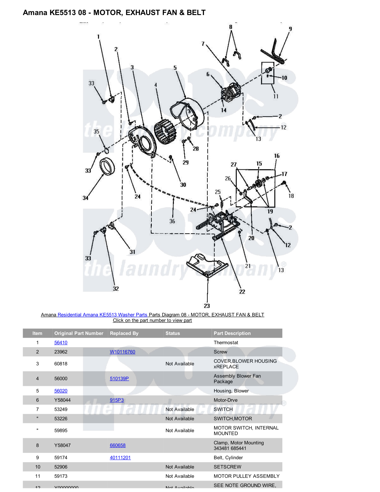 Amana KE5513 Parts Diagram