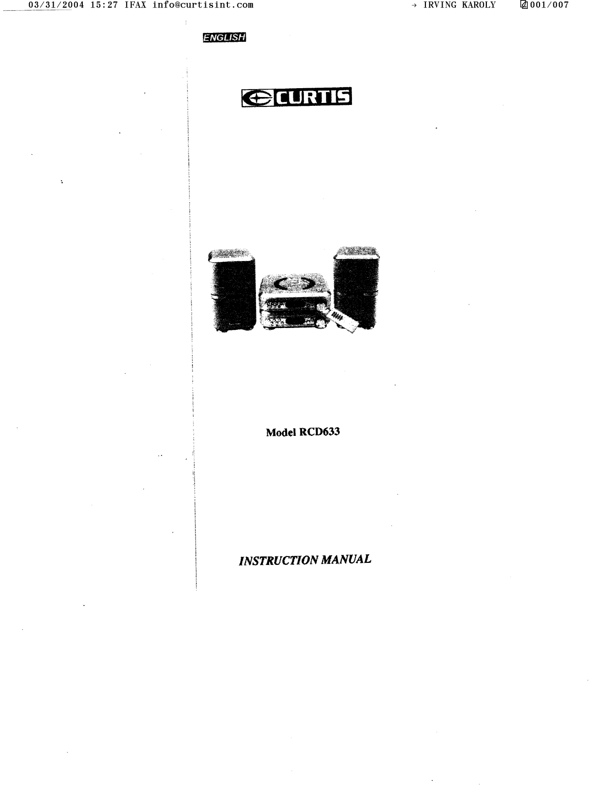 CURTIS RCD633 User Manual