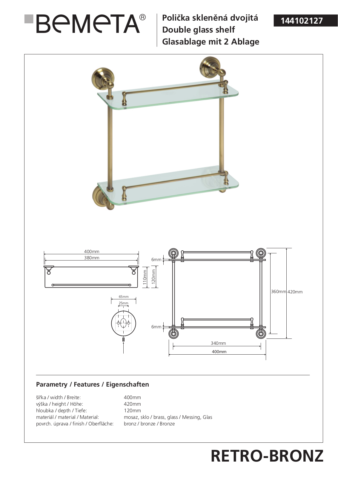 Bemeta RETRO - BRONZ 144102127 User guide