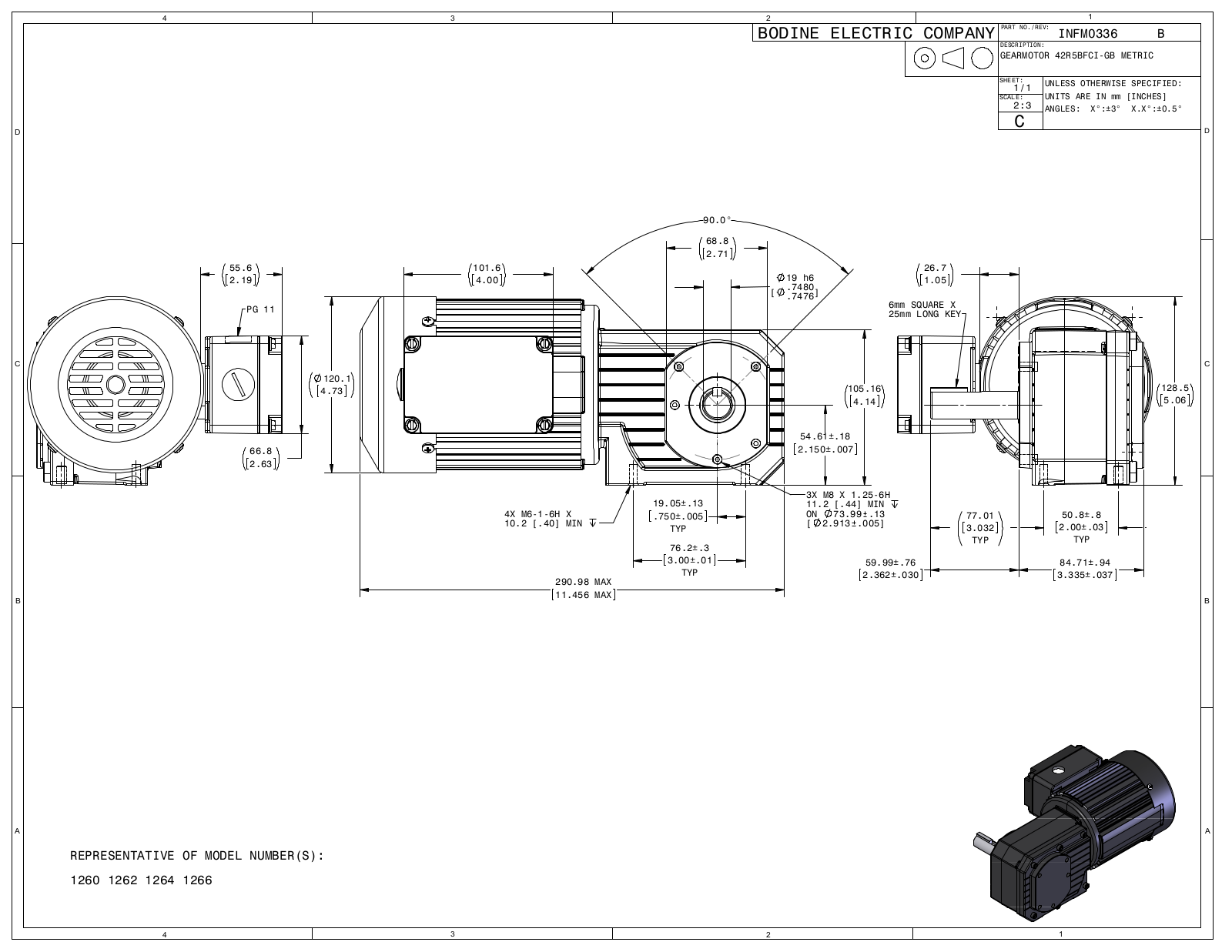 Bodine 1260, 1262, 1264, 1266 Reference Drawing