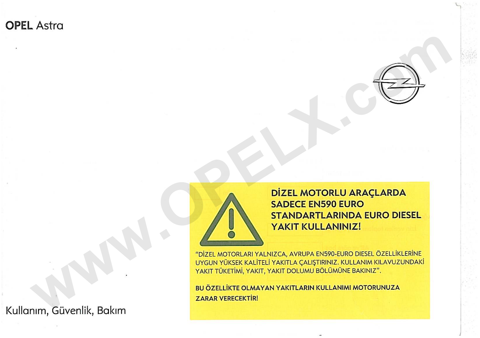 Opel ASTRA User Manual