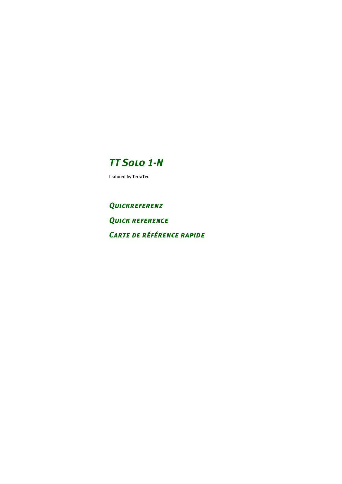 TerraTec TT Solo 1 N Quick Reference - ManualMachine.com