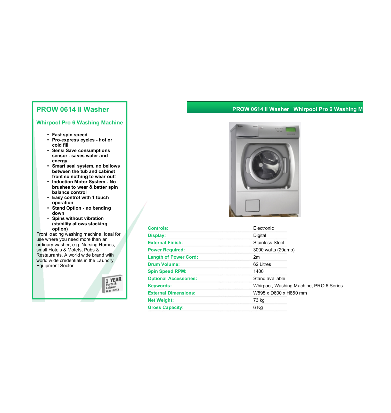 Valera PROW 0614 II DATASHEET