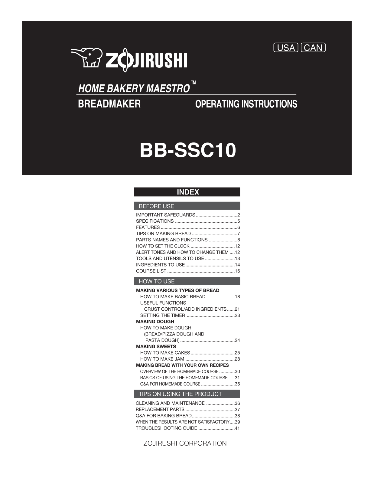 Zojirushi BBSSC10 User Manual