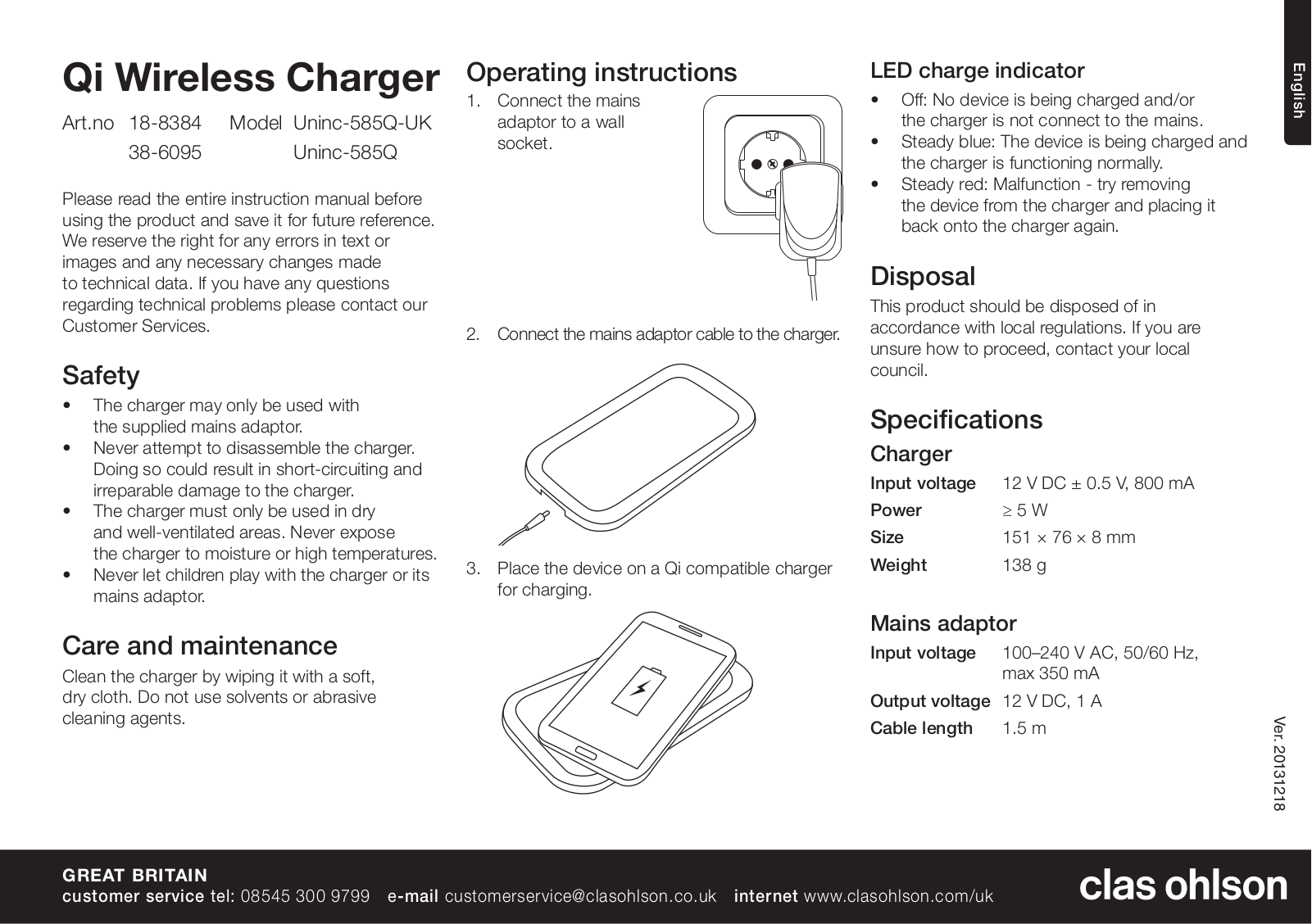 Clas Ohlson Uninc-585Q, Uninc-585Q-UK User Manual