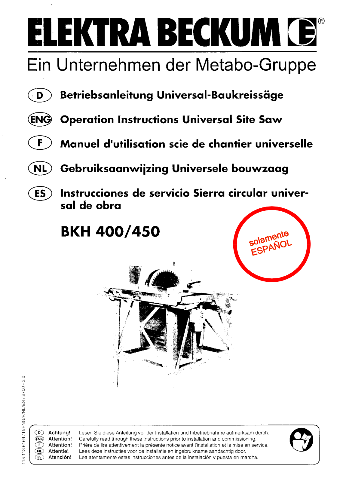 Elektra Beckum BKH 400, BKH 450 User guide - ManualMachine.com