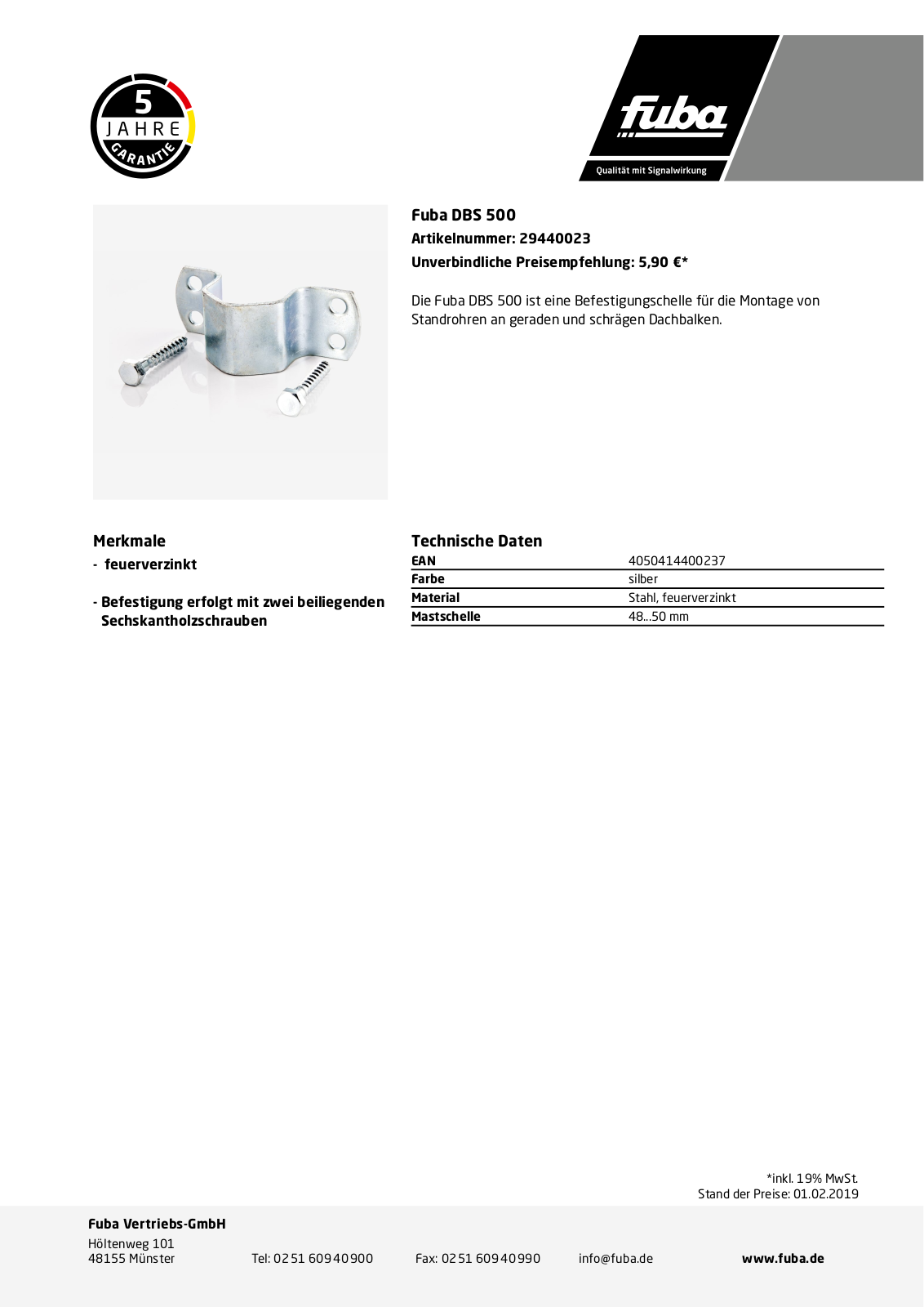 Fuba DBS 500 Technische Daten