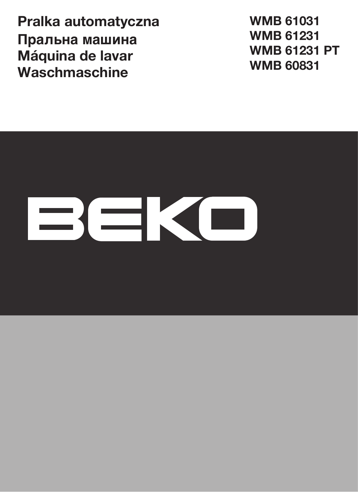 Beko WMB 61031, WMB 61231, WMB 61231 PT, WMB 60831 User manual