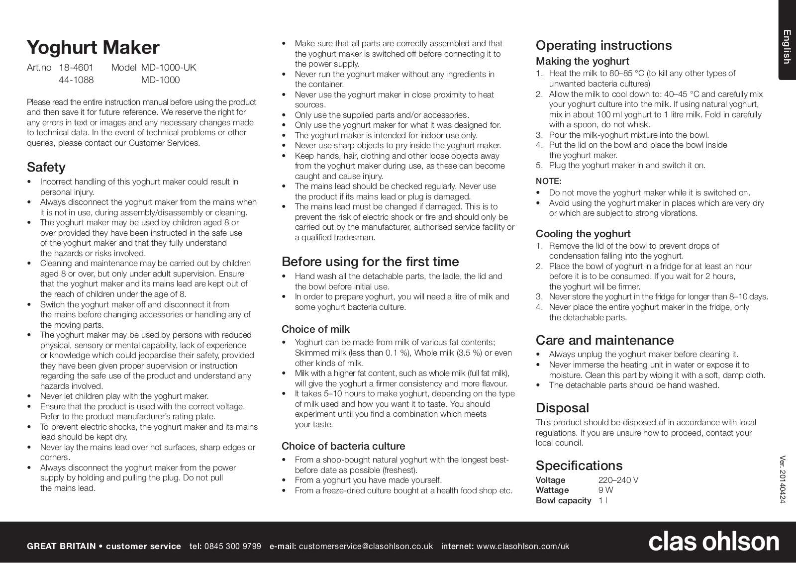 Clas Ohlson MD-1000 User Manual