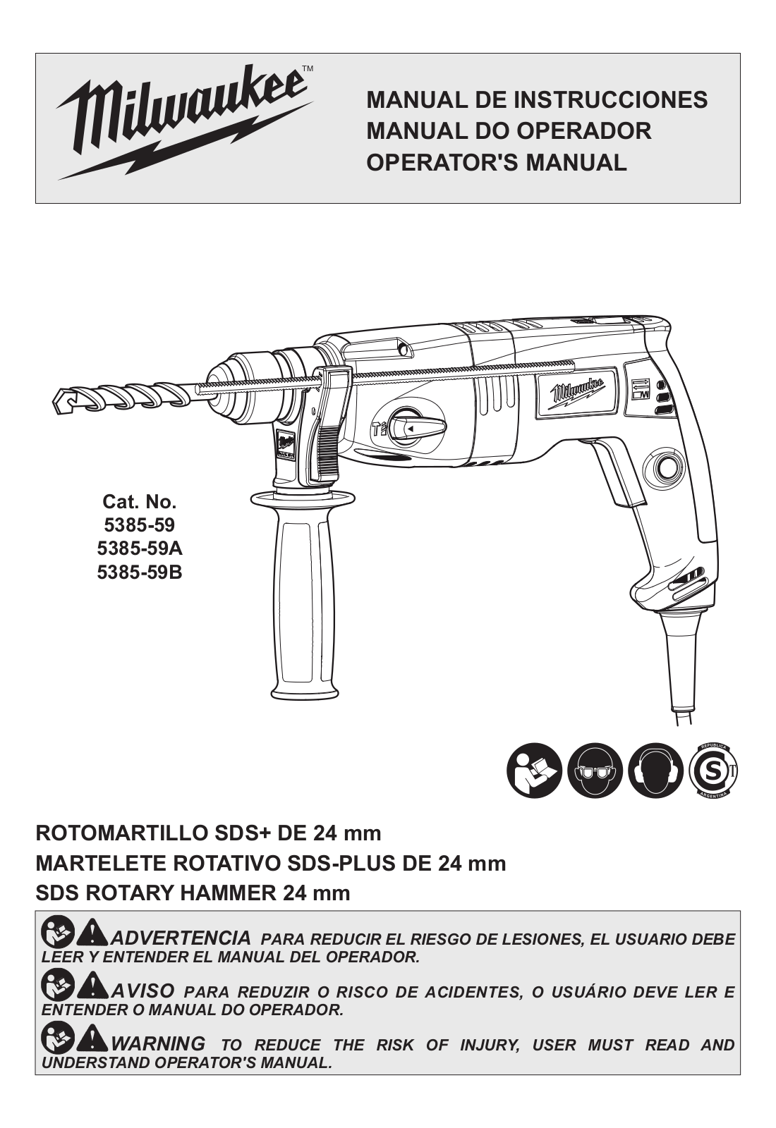 Milwaukee 5385-59, 5385-59A, 5385-59B Operator's Manual