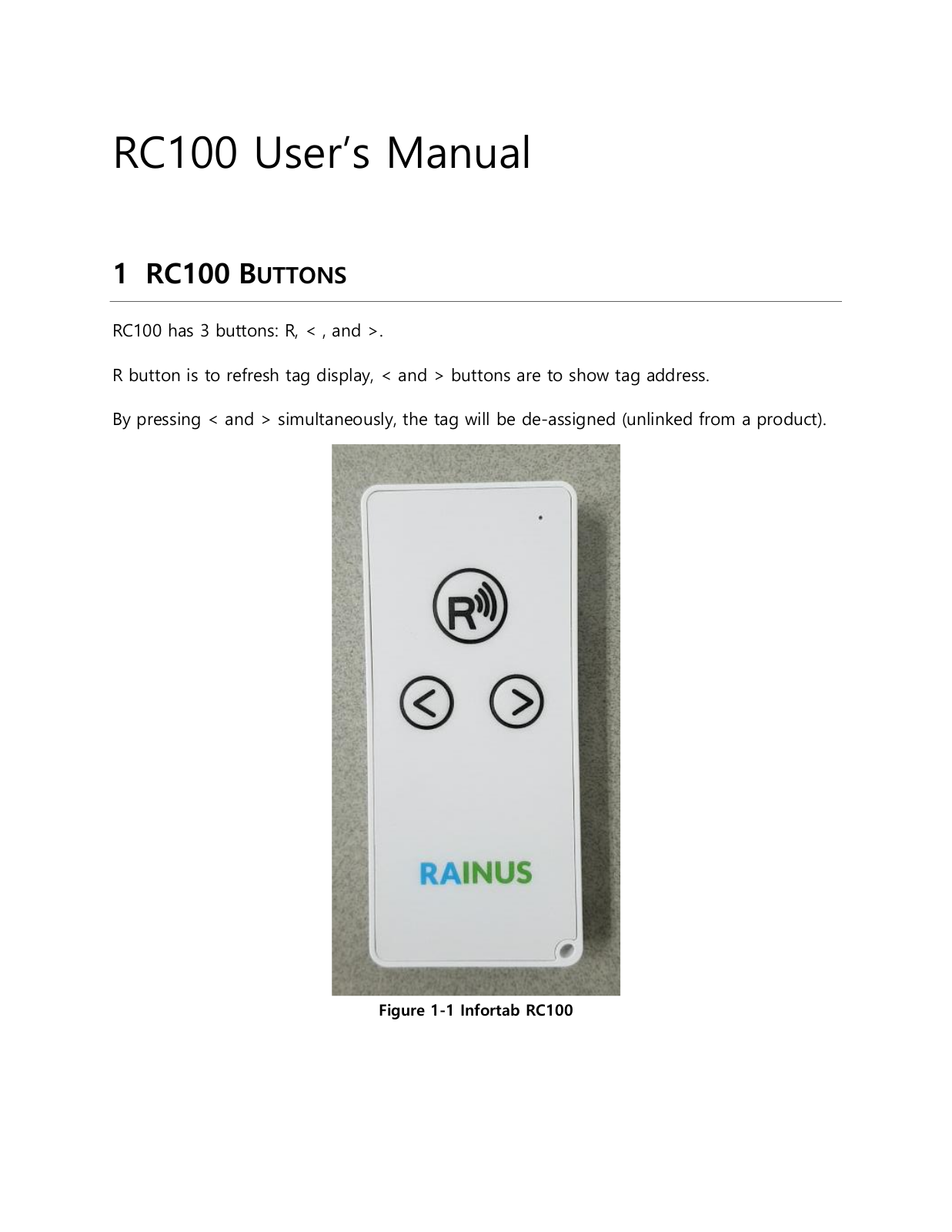 RainUs RC100 User Manual