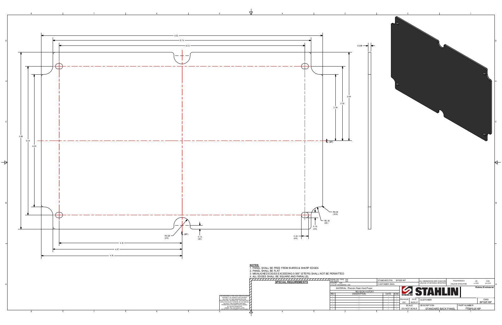 Stahlin BPS2516P Reference Drawing