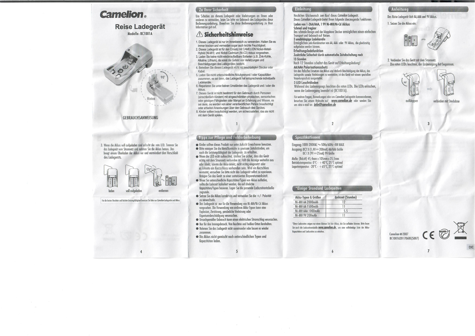 Camelion BC1001A User guide