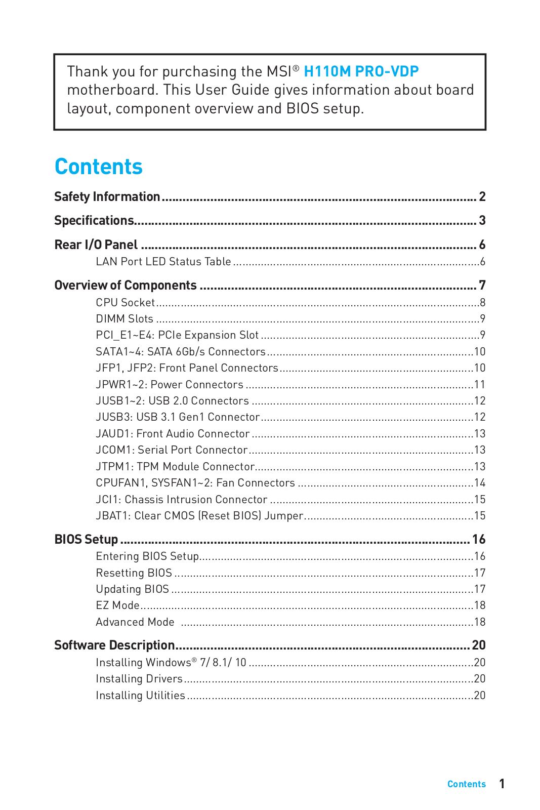 MSI H110M PRO-VDP User Manual